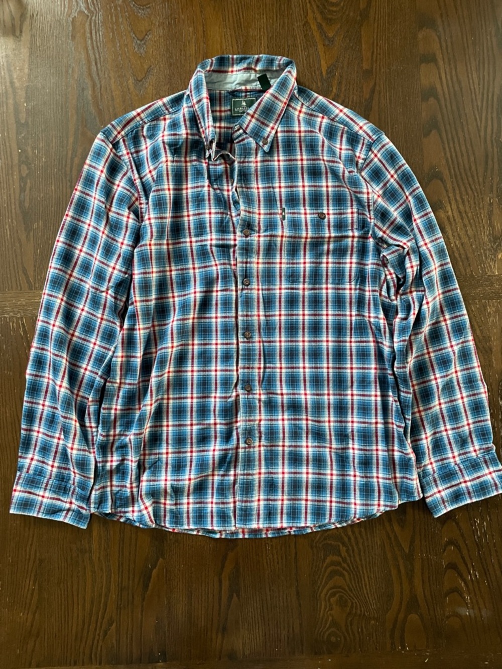 G.H. Bass & Co. Blue, Red & White Plaid Long-Sleeve Button-Down Shirt